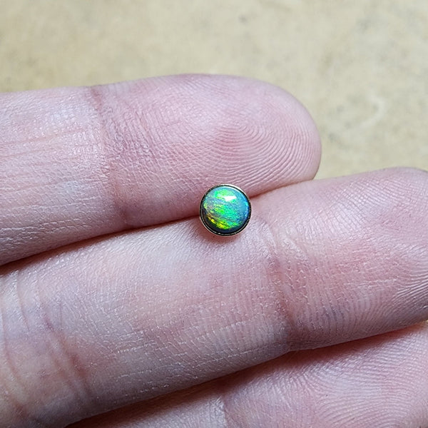 4mm Australian Opal Gem Top - Metal Lotus