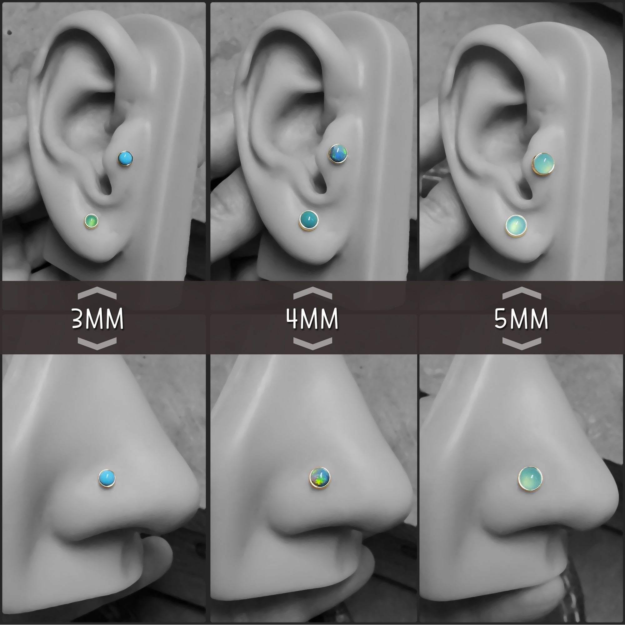 4mm Turquoise Gem Top - Metal Lotus