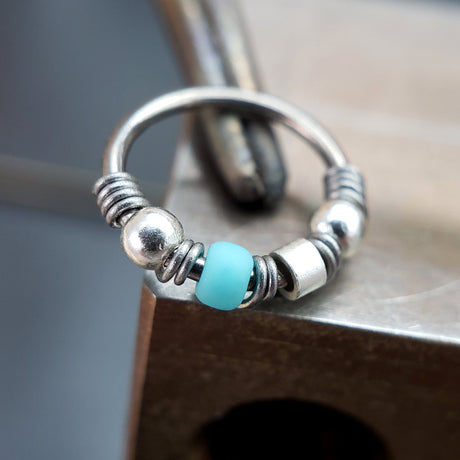 Adorned - Custom Beaded Nose Ring Hoop - Metal Lotus