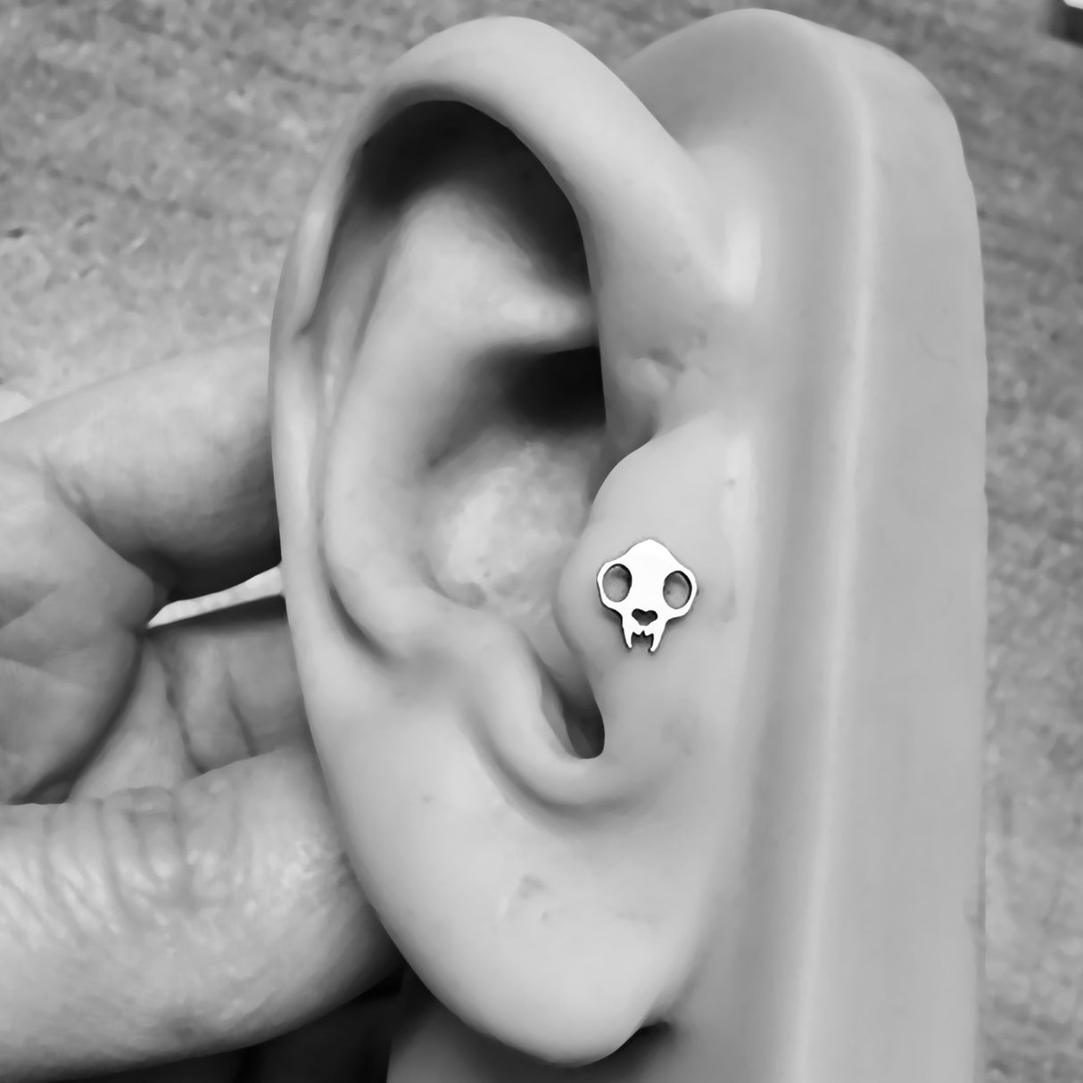 Cat Skull Silhouette Stud - Metal Lotus