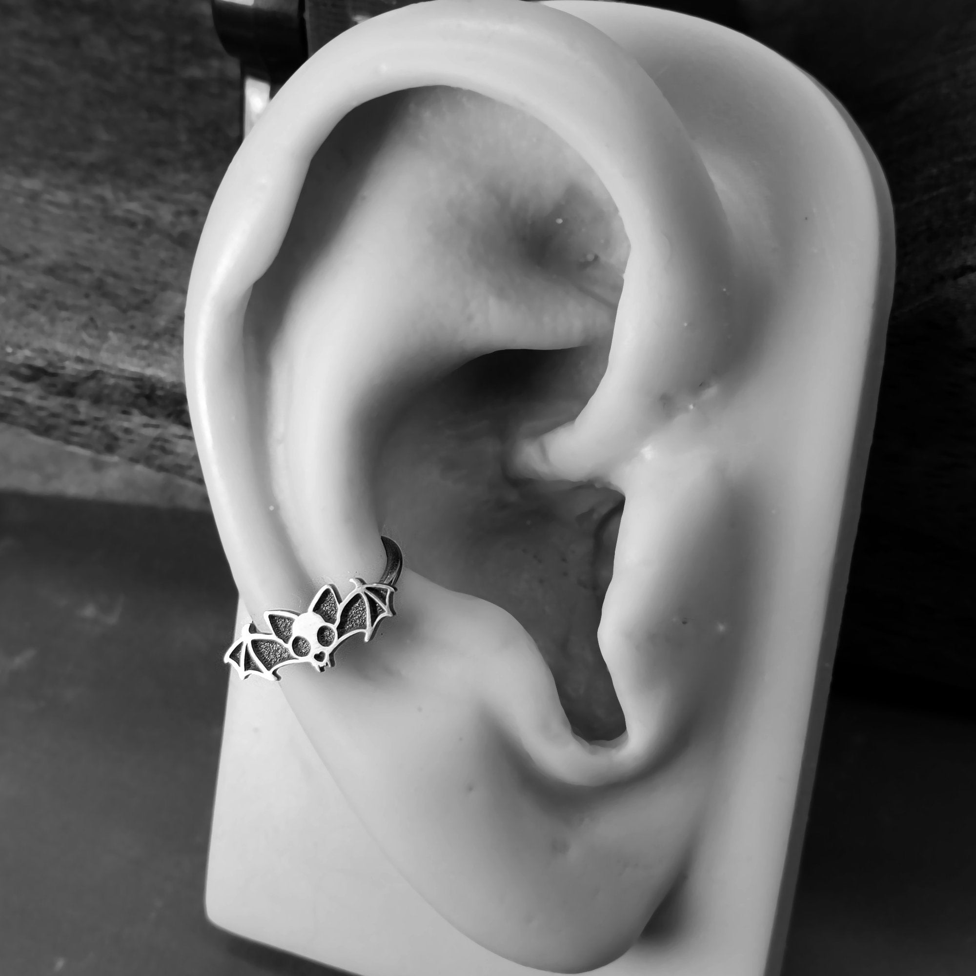 Cat Skull with Wings Captive Bead Ring - Metal Lotus