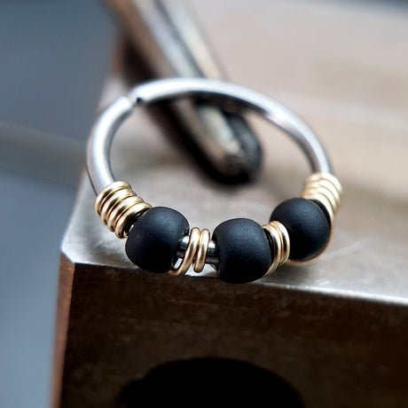 Charcoal - Black Nose Ring Hoop - Metal Lotus