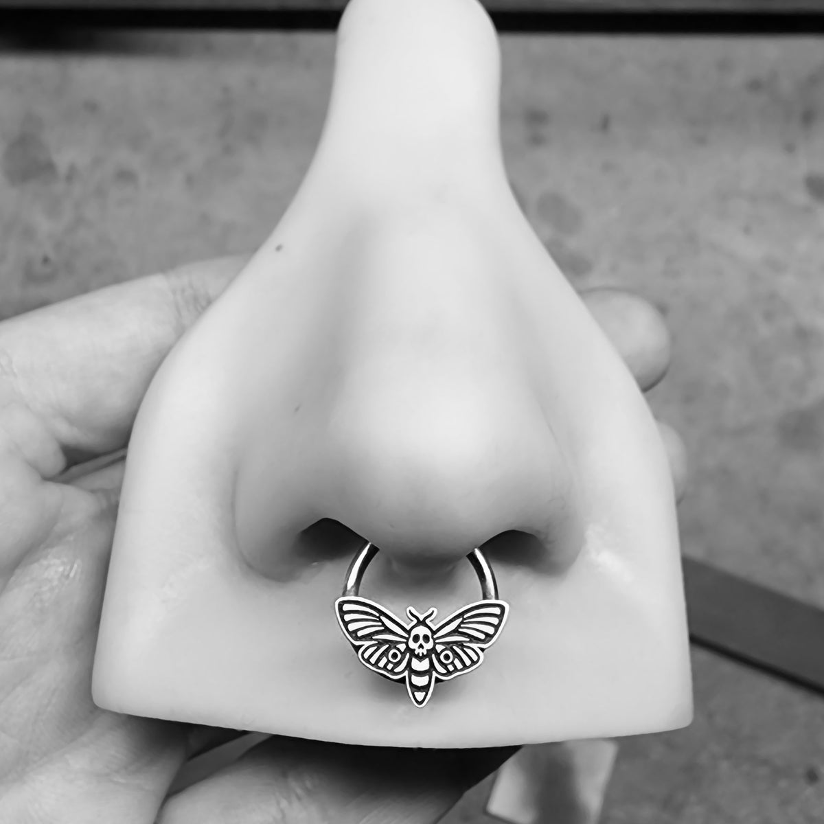 Death Moth Fake Septum Ring - Metal Lotus