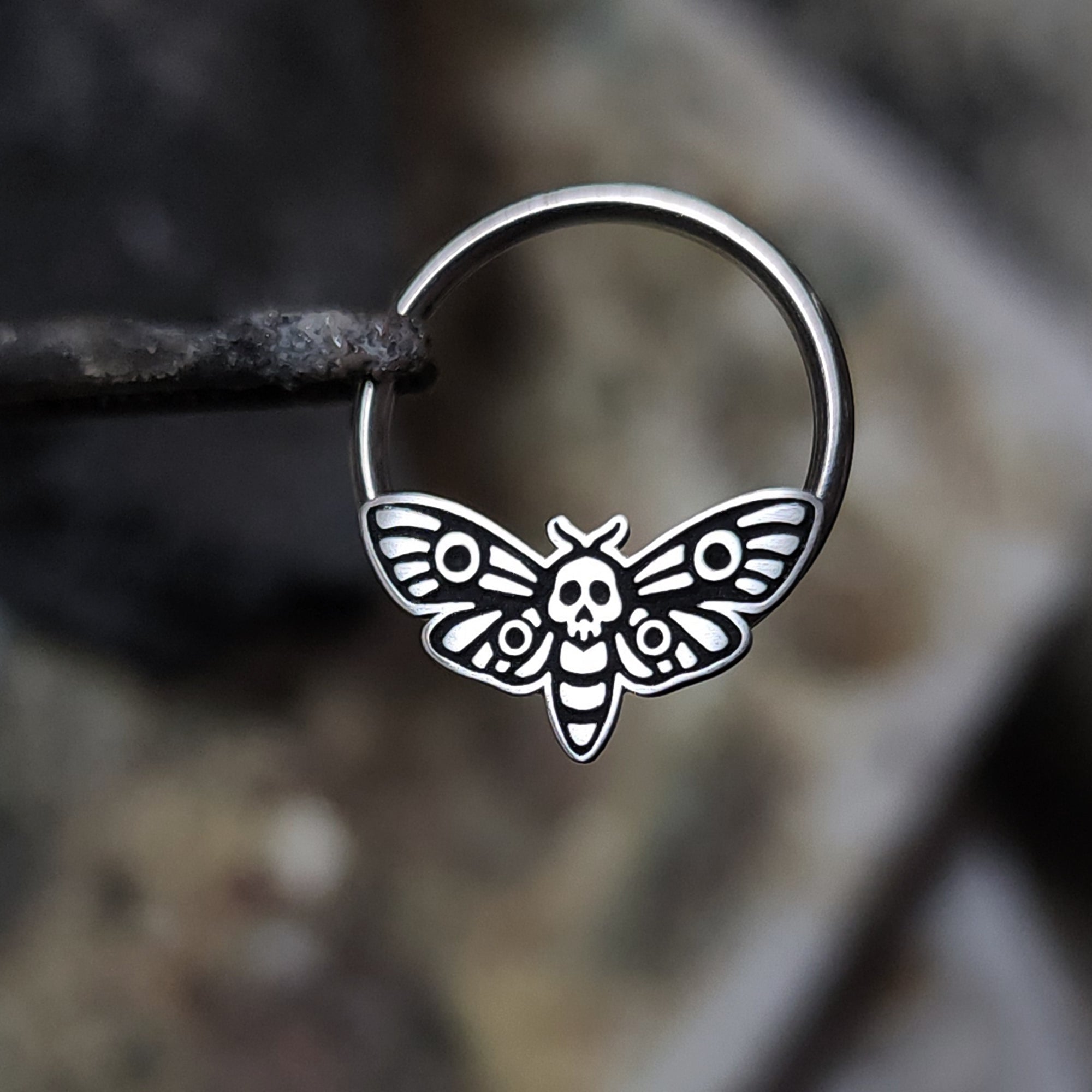 Skull Butterfly Fake Septum Ring - Metal Lotus