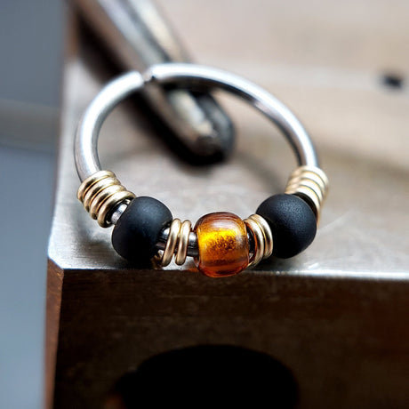 Honey Bee - Black & Brown Nose Ring Hoop - Metal Lotus