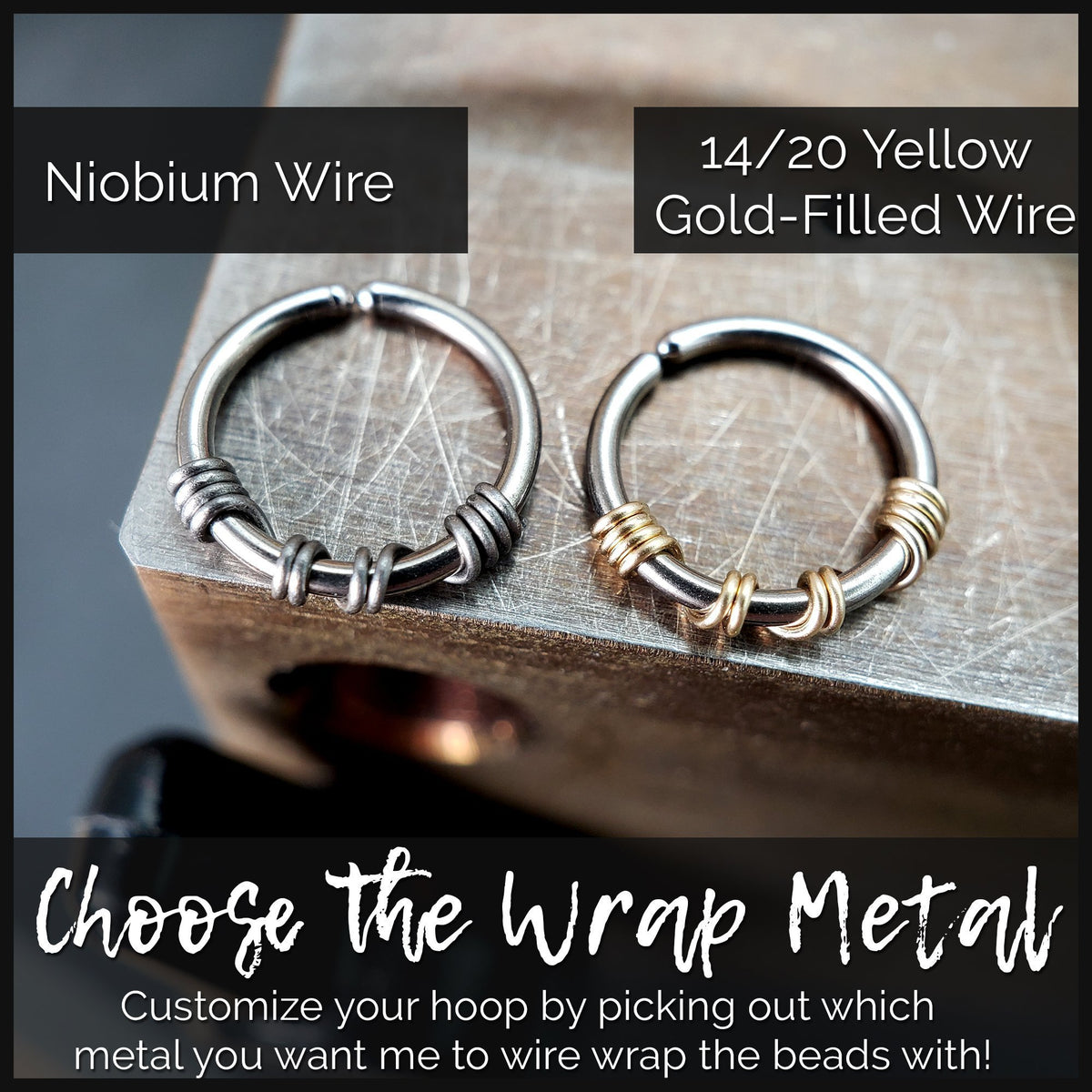 Western - Brown, Cream &amp; Turquoise Nose Ring Hoop - Metal Lotus